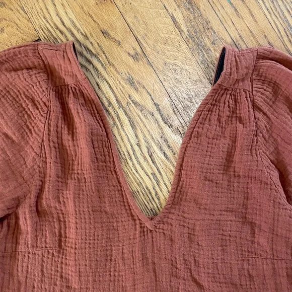 Madewell Lightspun Burnt Clay Orange Midi Dress Sz M New with Tags - Picture 4 of 13